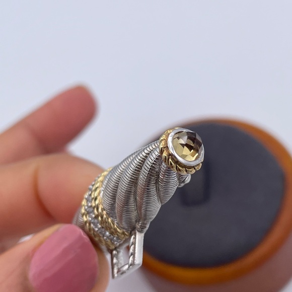 Judith Ripka Sterling Silver CZ Brooch Pin Only | 14.78g | 2.10” Cable Design - Picture 6 of 9